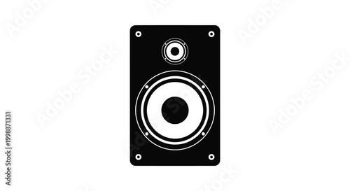 Black speaker with tweeter and woofer modern audio equipment silhouette high quality professional detailed elegant stylish clean crisp vibrant