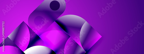 Abstract purple design. Overlapping circles create dynamic composition. Gradient shades add depth, modern aesthetic.