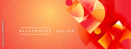 Abstract geometric shapes, vibrant orange hues, dynamic composition. Modern design elements create energetic visual impact.