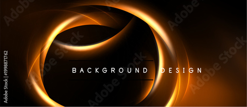 Abstract orange glow, dark background. Swirling lines create dynamic visual effect. Text reads background design. Simple, modern aesthetic.