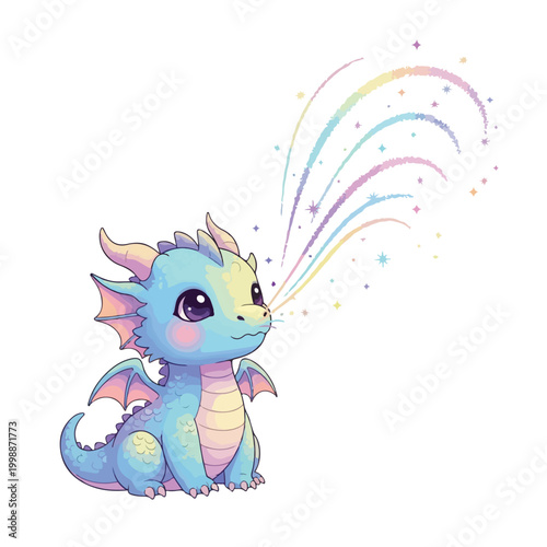Cute Dragon Fireworks Breathing Fantasy Creature