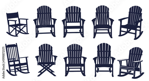 Collection of Silhouette Adirondack Chairs and Rocking Chairs