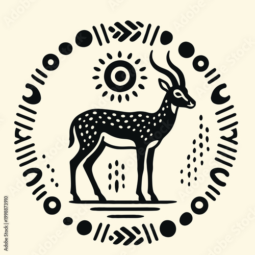 Black and white spotted deer illustration 1.