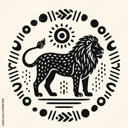 Black Lion Silhouette Profile View.