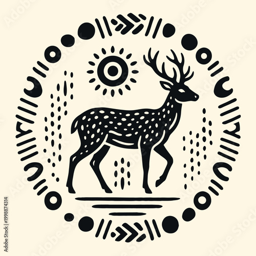 Deer with large antlers profile.