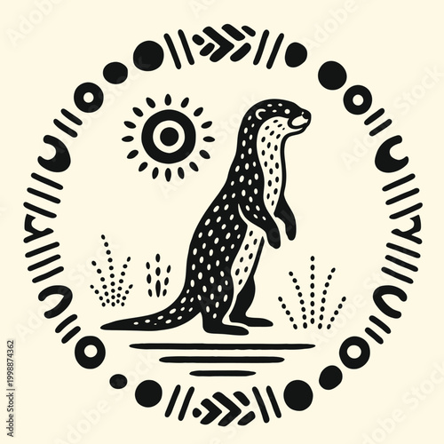 Detailed illustration of a standing ferret.