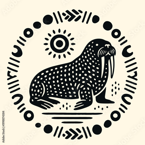 Detailed illustration of a walrus side view.