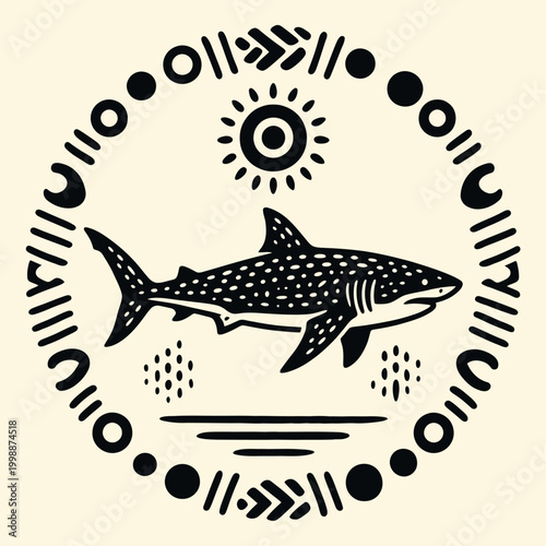 Whale Shark Swimming in Ocean Water.