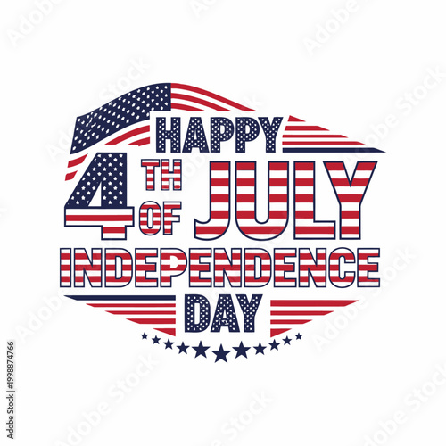 American Independence Day Celebration with Patriotic Typography and Stars
