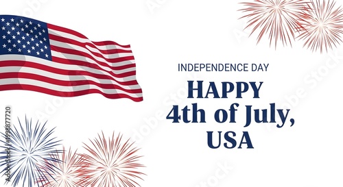 Festive fourth of july celebration american flag and fireworks display