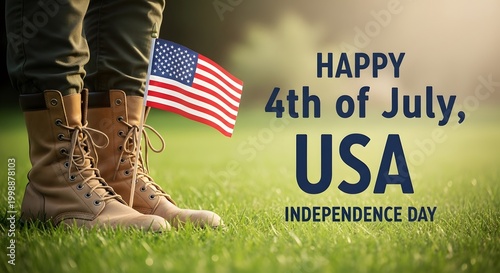 Celebrating independence day a patriotic scene with american flag and boots