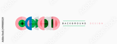 Abstract colorful circles, lines create modern design. Background elements suggest creative visual concept. Simple, clean aesthetic.