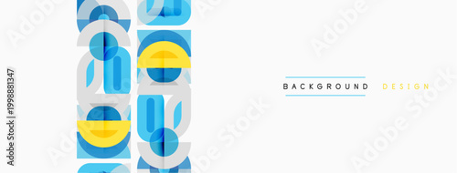 Abstract geometric shapes, blue, yellow. Minimalist design, clean lines, modern aesthetic. Suitable background element, simple composition.