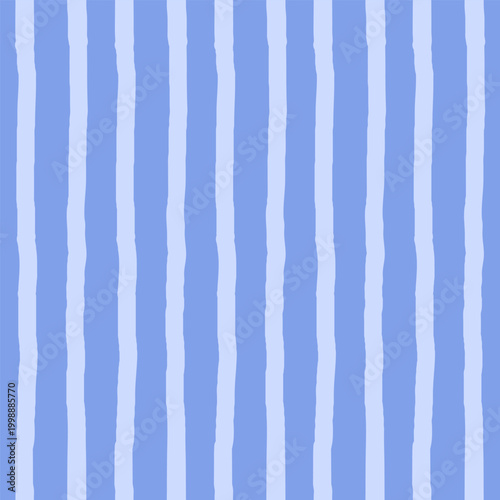 Hand drawn vertical stripes seamless pattern. Abstract geometric retro texture. Wavy distorted stripes on a blue background. Vector illustration