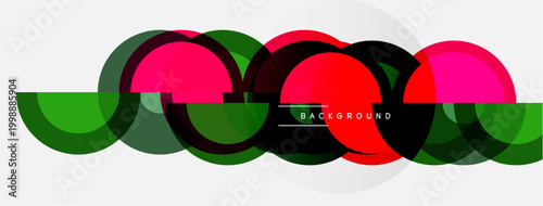 Abstract design features overlapping colorful circles, lines. Modern graphic element suitable for backgrounds, presentations. Simple, vibrant composition.