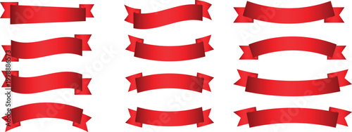 red ribbon set, ribbons & flag 