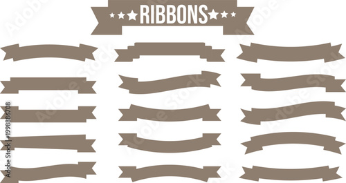 Set of vintage ribbons banners. Ribbons banners with Label, Tag and Quality Badges. Ribbons banner collection. Isolated on a white background.