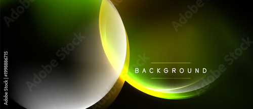 Abstract neon lights, vibrant green yellow hues. Smooth gradients create dynamic visual effect. Dark background emphasizes luminosity.