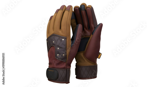 black leather gloves isolated on a transparent background