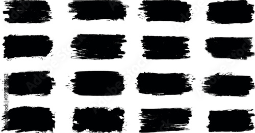 Foto set of black ink splashes brush strokes vector