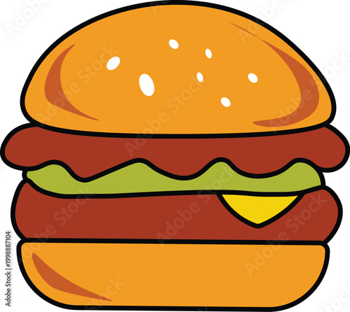 Classic Cheeseburger Flat Vector Icon