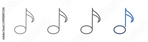 outline icon set musical note with music notation design