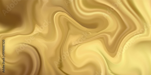 Silk metal cloth and liquid background ribbon with gold satin fabric. Golden vector glitter and shiny paper motion with render fold foil. Velvet silk yellow and champagne liquid fluid.