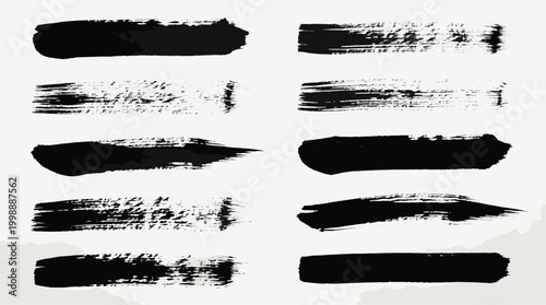 Abstract painterly texture series decorative elements set, brush crayon, thick ink smears, rough edges, and bold strokes