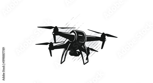 Drone aircraft flies through the air to capture high resolution aerial footage.