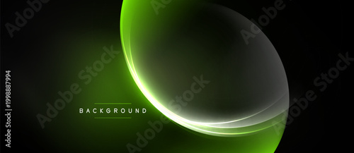 Dark background features glowing green curves. Abstract design suggests movement, energy, modern aesthetic. Text reads background.