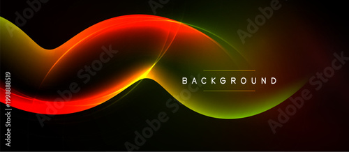 Abstract flowing lines, vibrant colors, dark background. Modern design element, dynamic curves, smooth gradients. Text reads background.