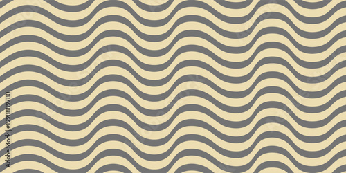 Seamless ornament. Modern geometric pattern with repeating grey and golden wavy lines