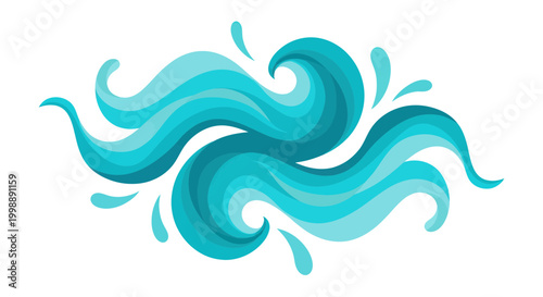 Abstract Blue Water Waves Splash Graphic Design