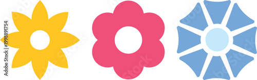 Flower icons set isolated on white background. Floral black pictogram in trendy flat style. daisy flower set. decorative elements. Spring summer decoration element. Groovy hippy daisy flowers. flowers