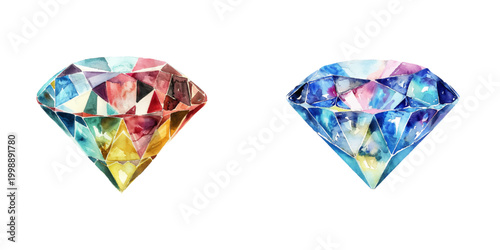 diamond watercolor vector illustration