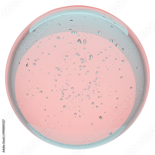 Pink Gel Sphere with Top Blue Highlight and Bubbles