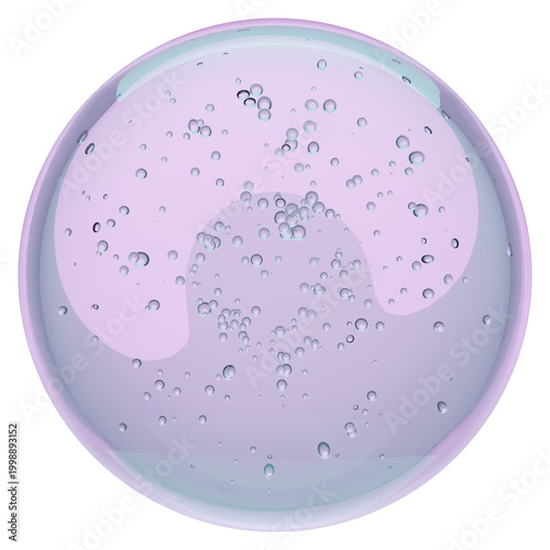 Central Lavender Purple Cosmetic Gel Sphere with Bubbles
