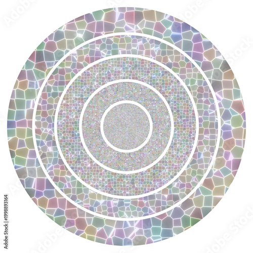 Concentric Circles over Stained Glass Mosaic Pattern