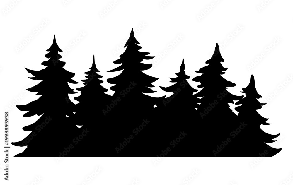 Obraz premium Forest silhouette, Trees, woods svg cut file. Isolated vector illustration.
