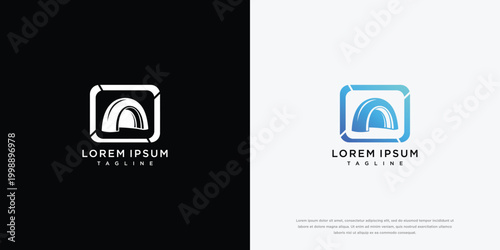 Modern Logo Design with Tent Icon and Placeholders for Text
