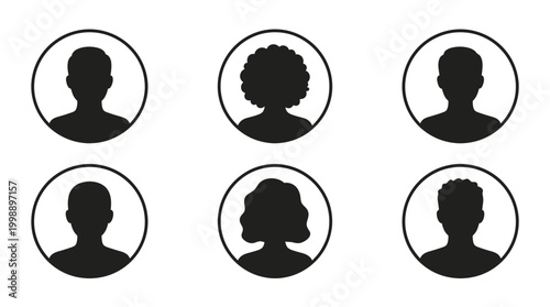 People profile avatars collection in a minimalist flat style, including men, women, diversity, identity, and personal users.