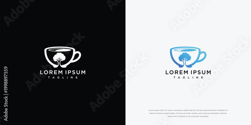 Coffee Cup With Tree Logo Design