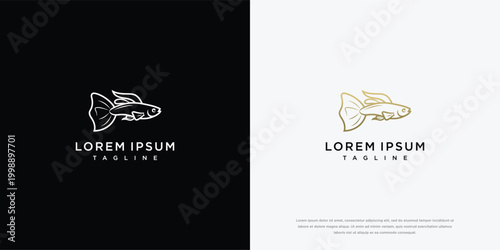 Minimalist Guppy Fish Logo Design