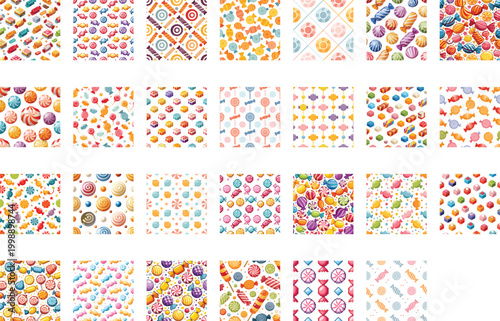 candy texture set of abstract seamless patterns