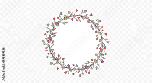 Floral Wreath with Pink Flowers.
