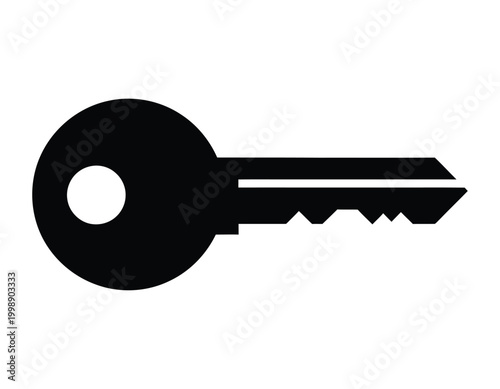 Simple black key silhouette icon access security and unlock concepts in a minimalist design