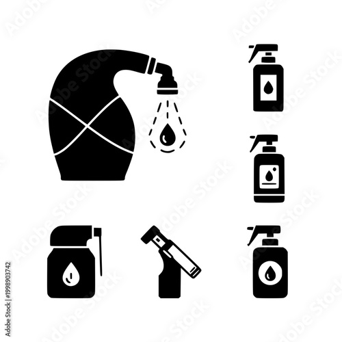 Cleaning Spray Bottle and Disinfectant Icons Collection