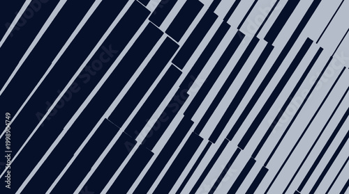 A close-up view of a modern architectural feature with a series of parallel diagonal lines forming a pattern of dark and light gray slats