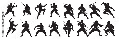 Quadro su tela Ninja warrior silhouette collection