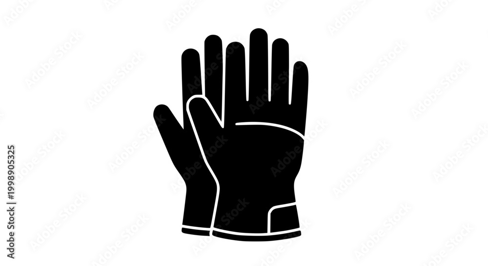 Fototapeta premium Black Silhouette Icon of Industrial Safety Work Gloves